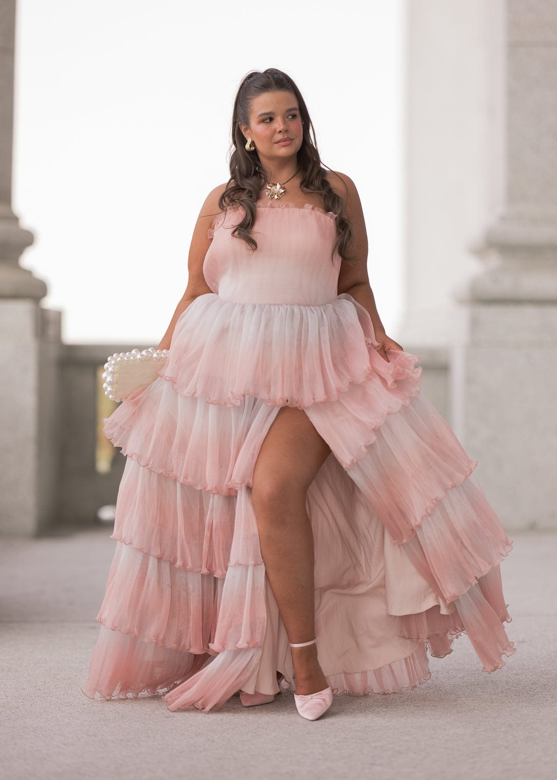 Genevieve Pink Party Gown Summer Wedding Party Dress – The Landing World