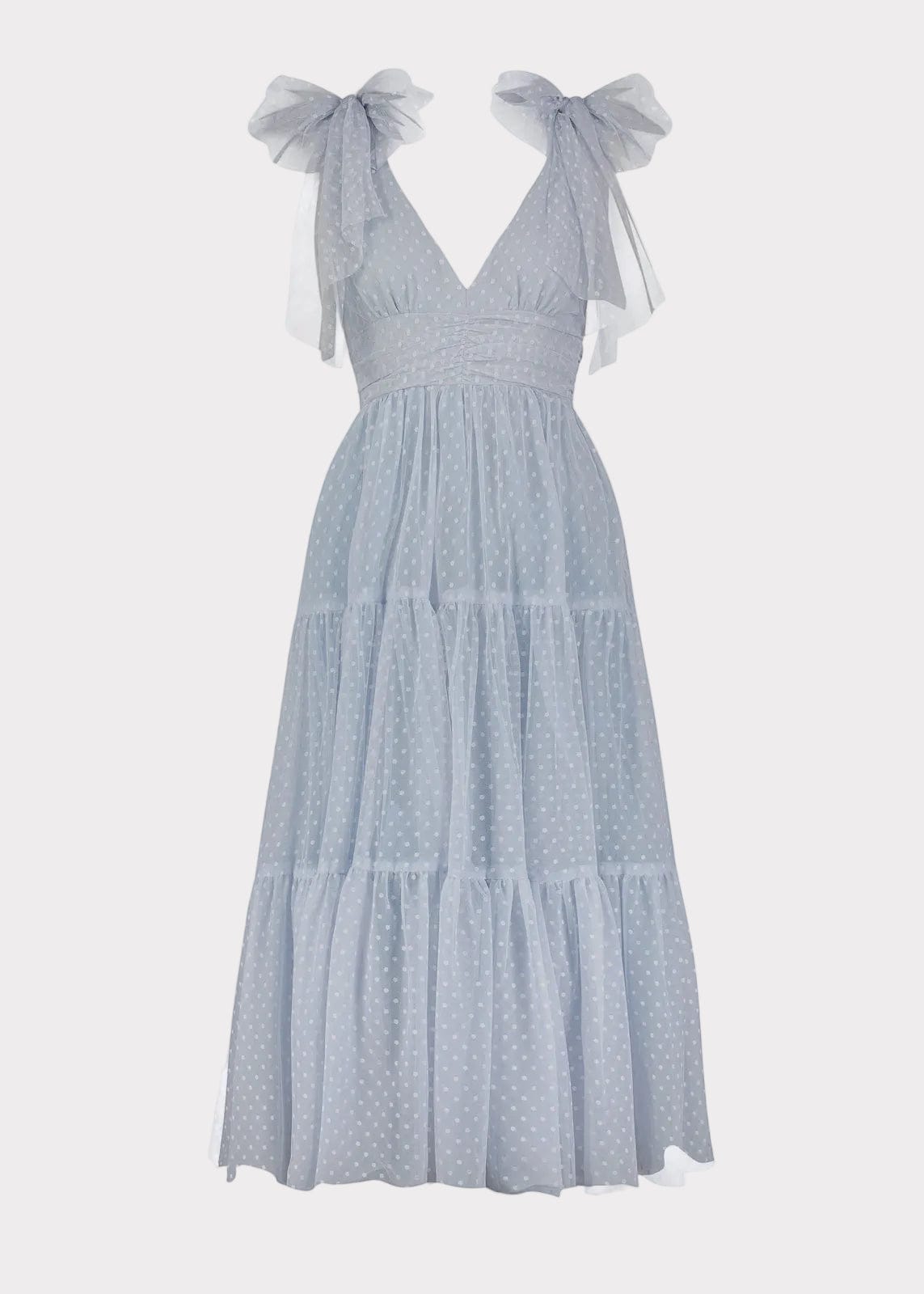 Jeanne Midi Garden Wedding Party Dress Dusty Blue