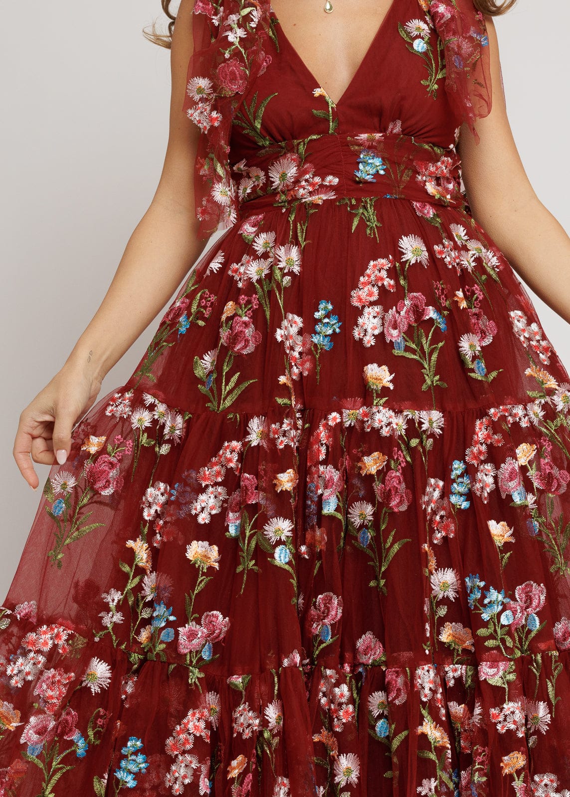 Margaret Floral Midi Dress Red up to 6X Plus Size Party Dress