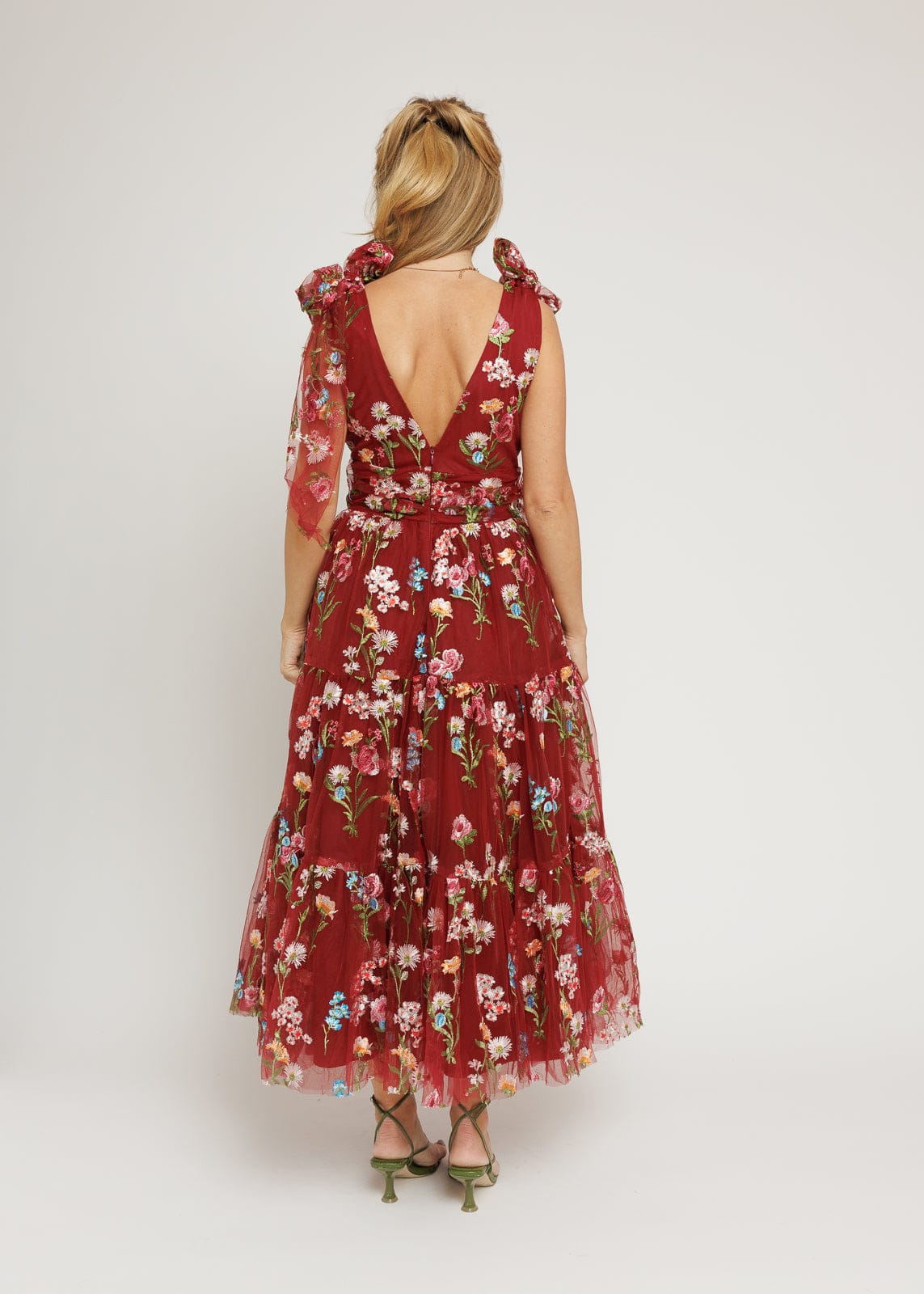 Margaret Floral Midi Dress Red up to 6X Plus Size Party Dress