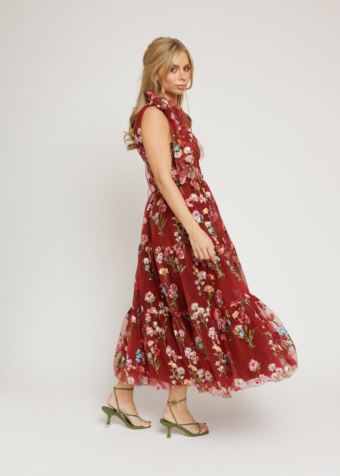 Margaret Floral Midi Dress Red up to 6X Plus Size Party Dress