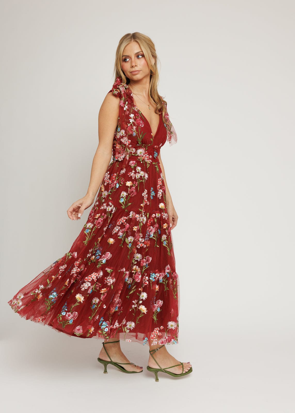 Margaret Floral Midi Dress Red up to 6X Plus Size Party Dress