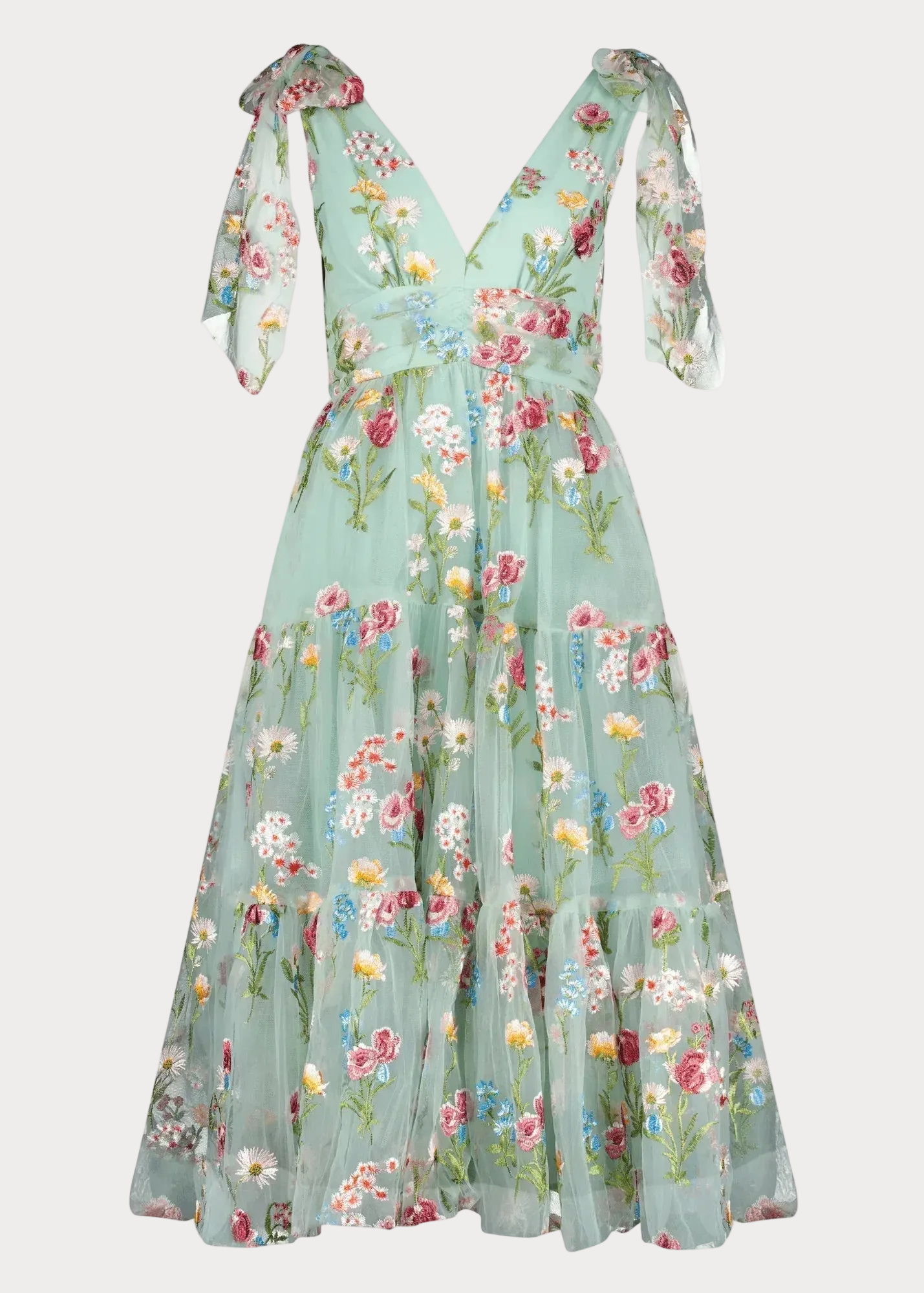 Margaret Floral Midi Summer Party Dress Green Full Size