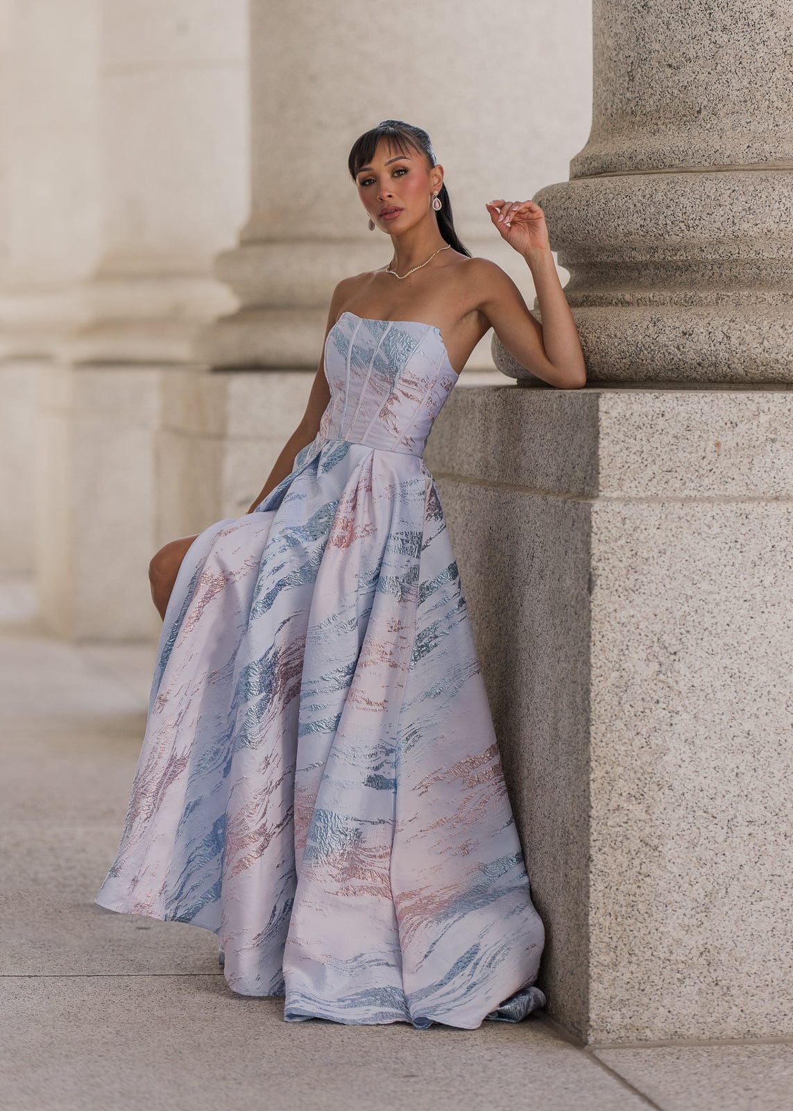 Nessa Metallic Gown - Blue