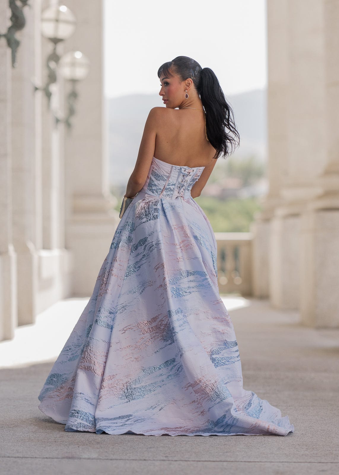 Nessa Metallic Gown - Blue