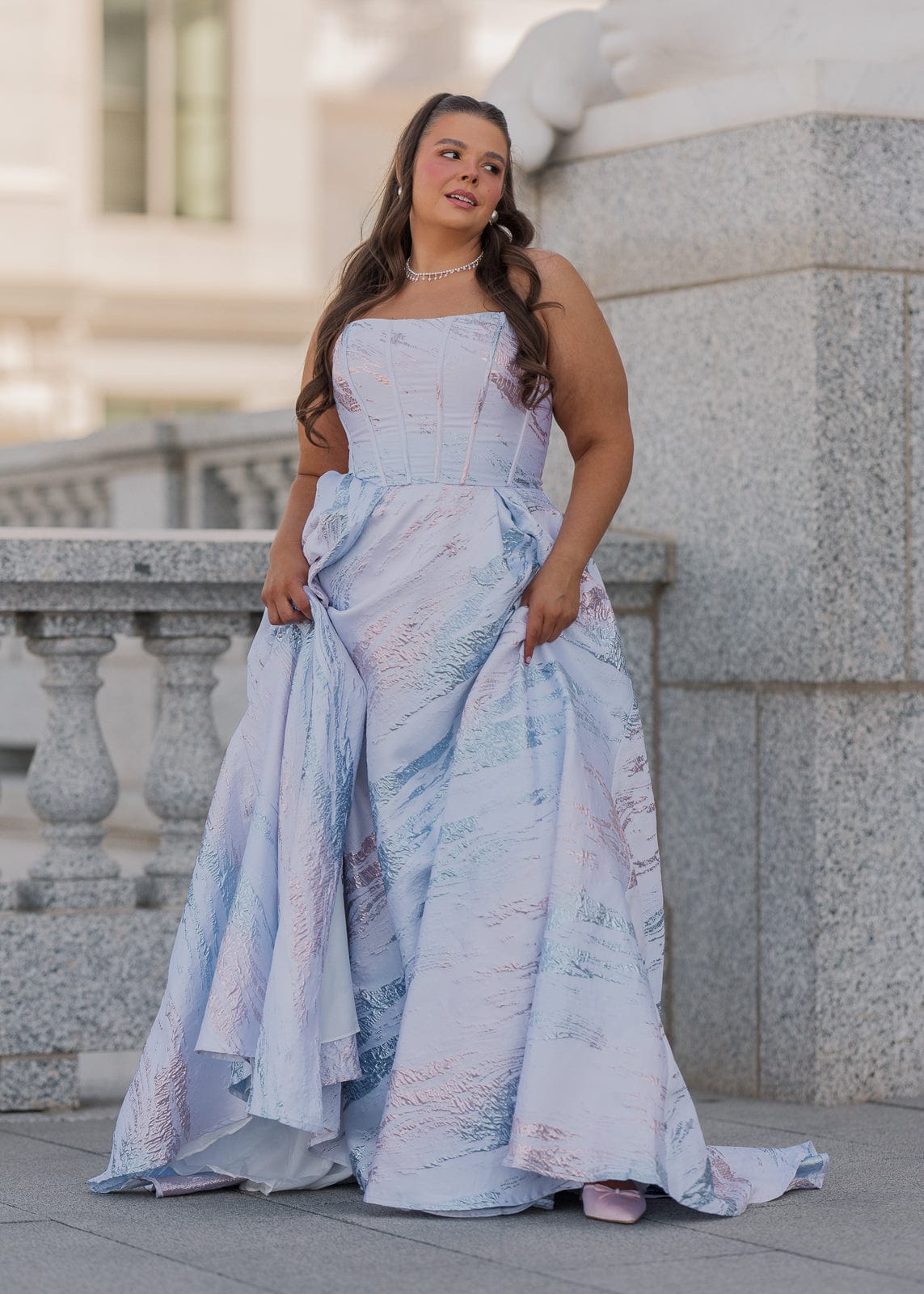 Nessa Metallic Gown - Blue