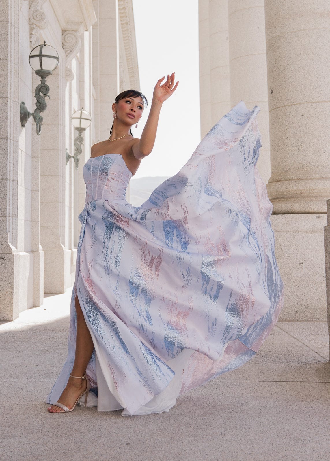 Nessa Metallic Gown - Blue