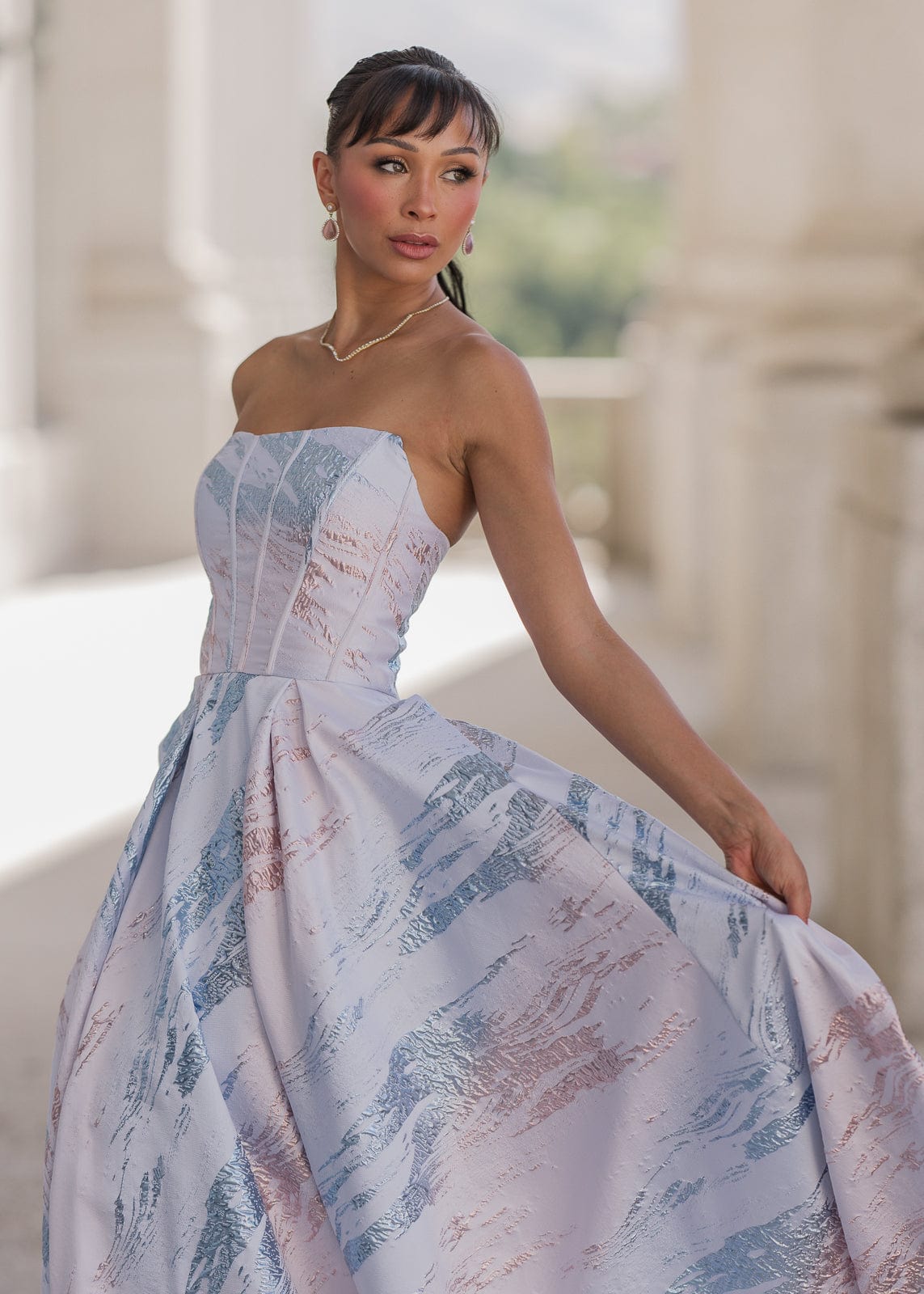 Nessa Metallic Gown - Blue