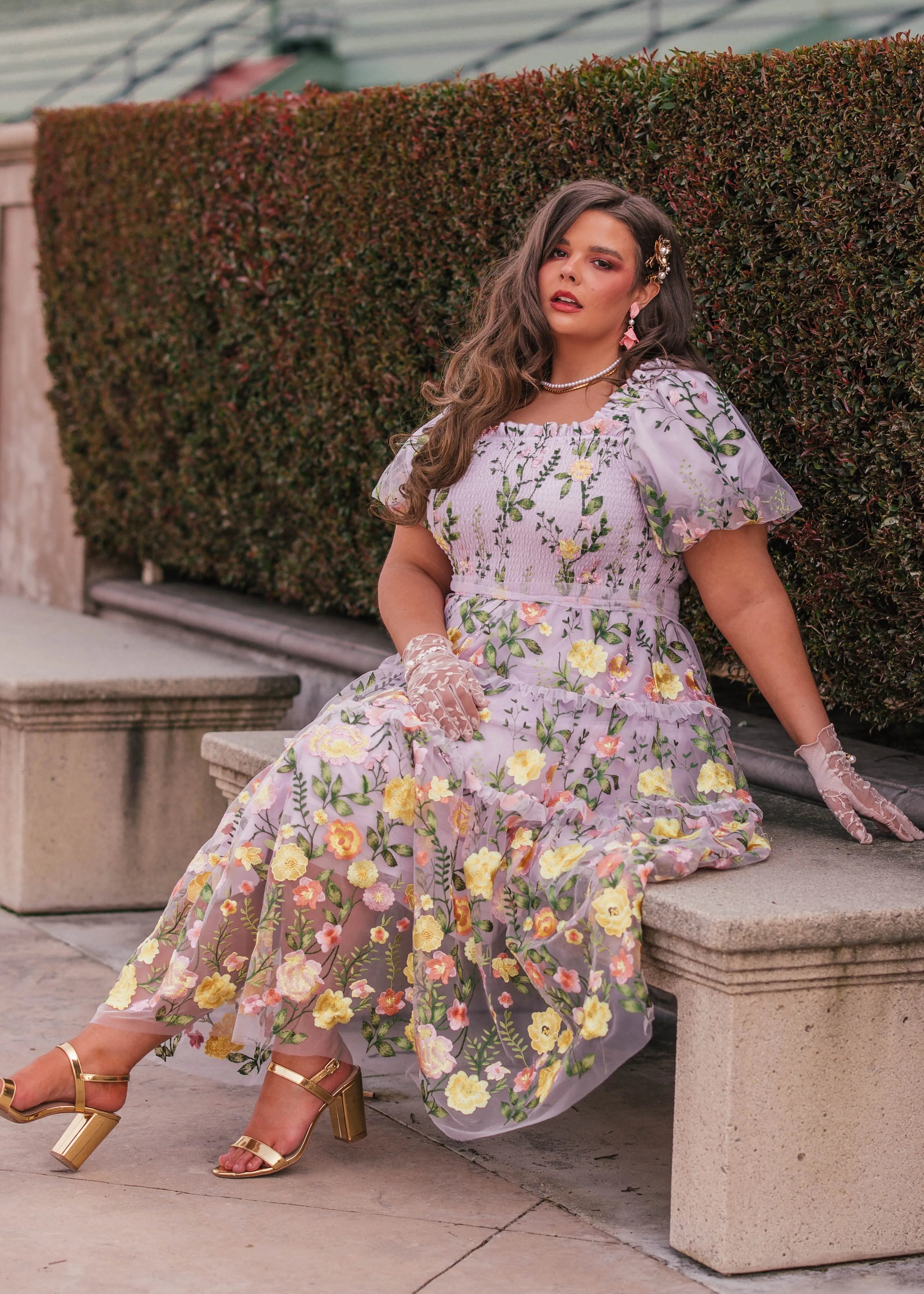 Rose Dress Summer Midi - Lavender