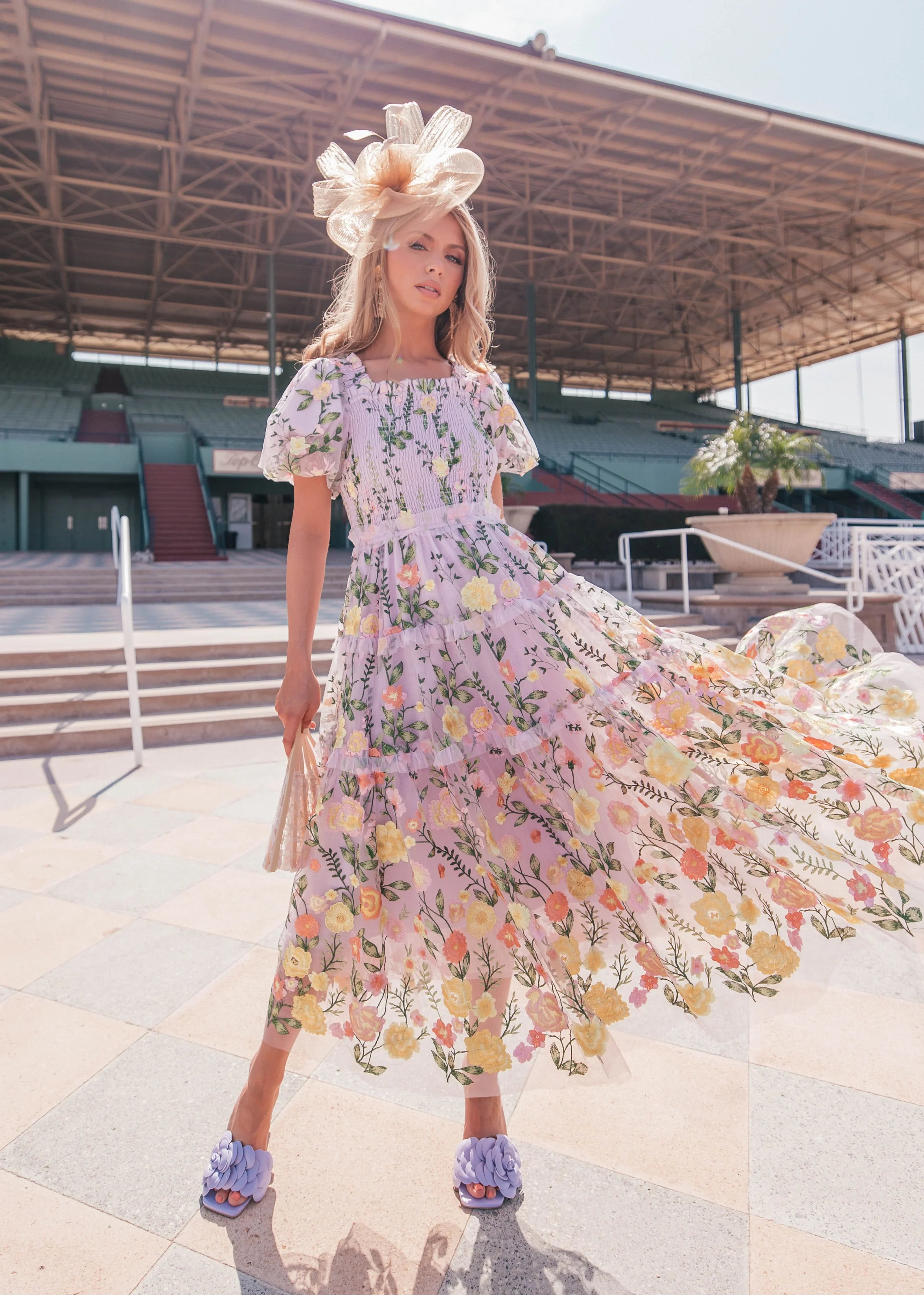 Rose Dress Summer Midi - Lavender