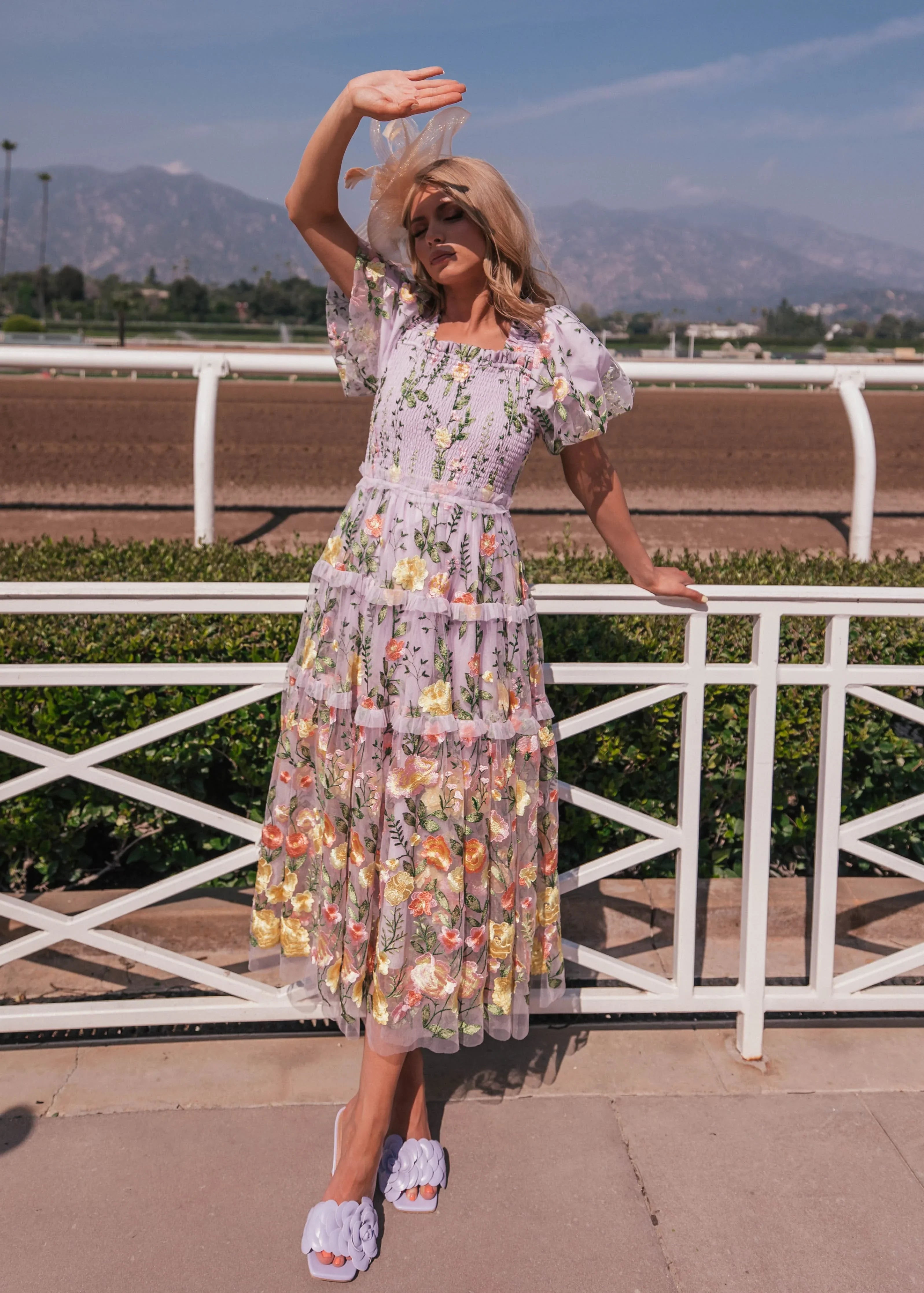 Rose Dress Summer Midi - Lavender