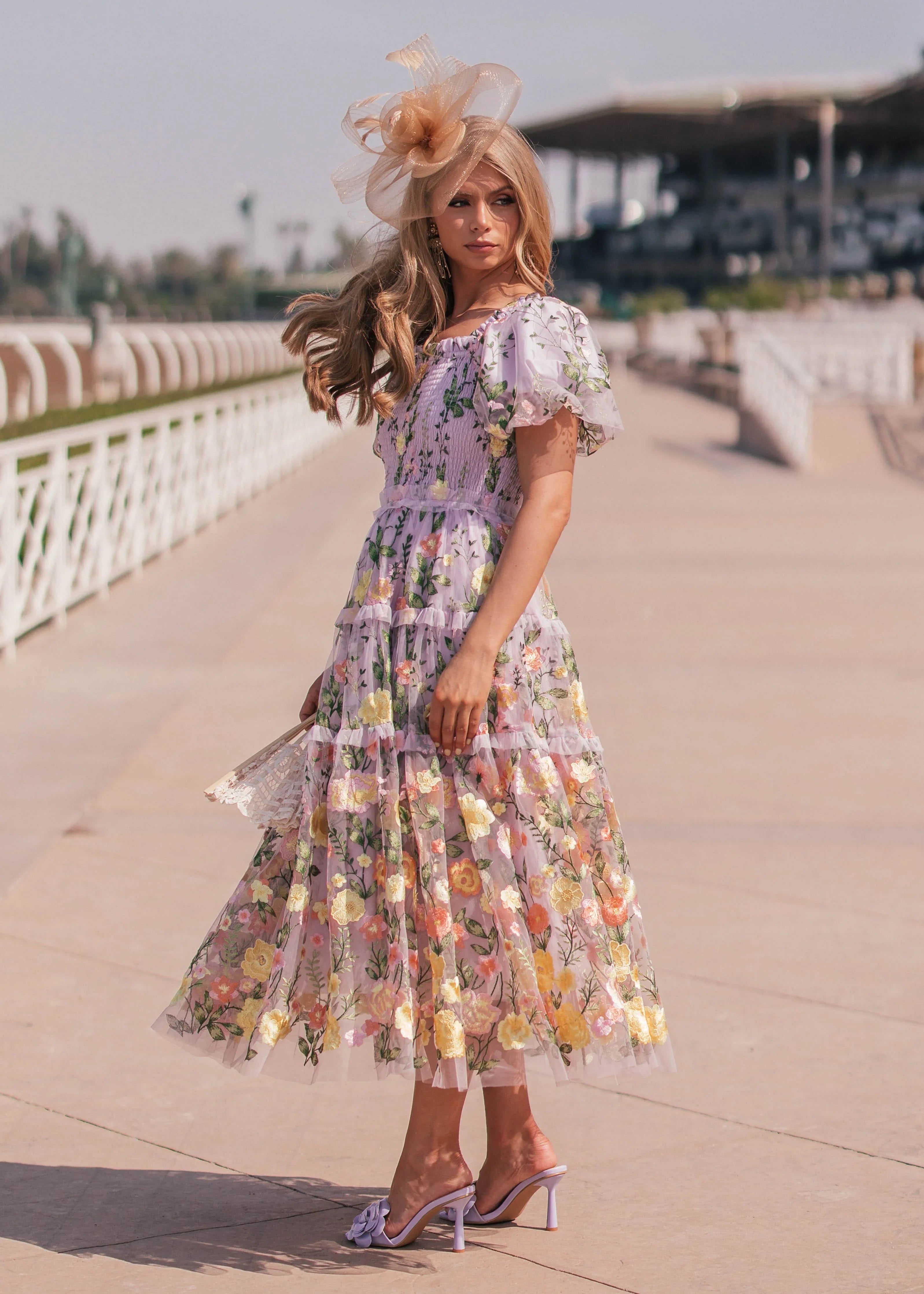 Rose Dress Summer Midi - Lavender