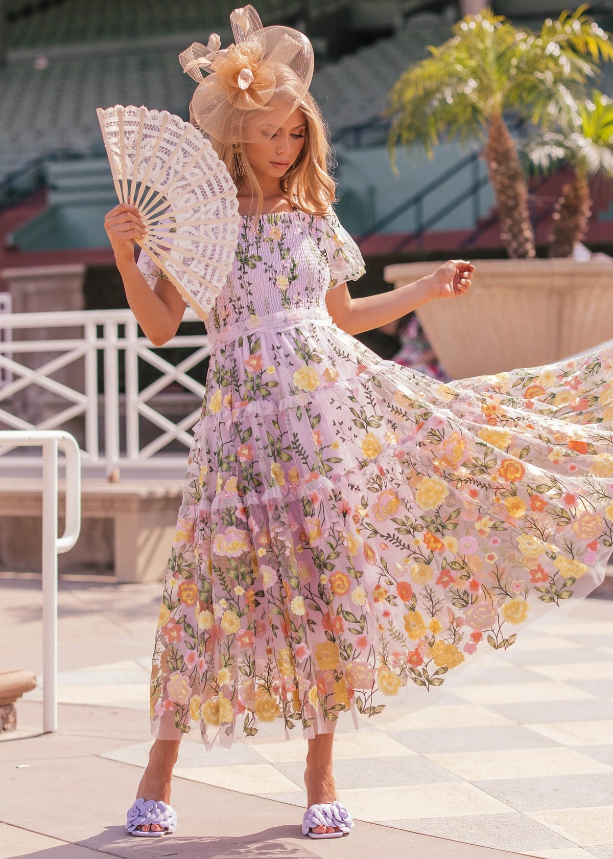 Rose Dress Summer Midi - Lavender