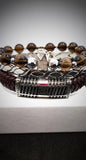 Men's Smoky "Silver" Quartz bracelet set