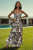 Black Two Toned Resort V-Neck Maxi Dress