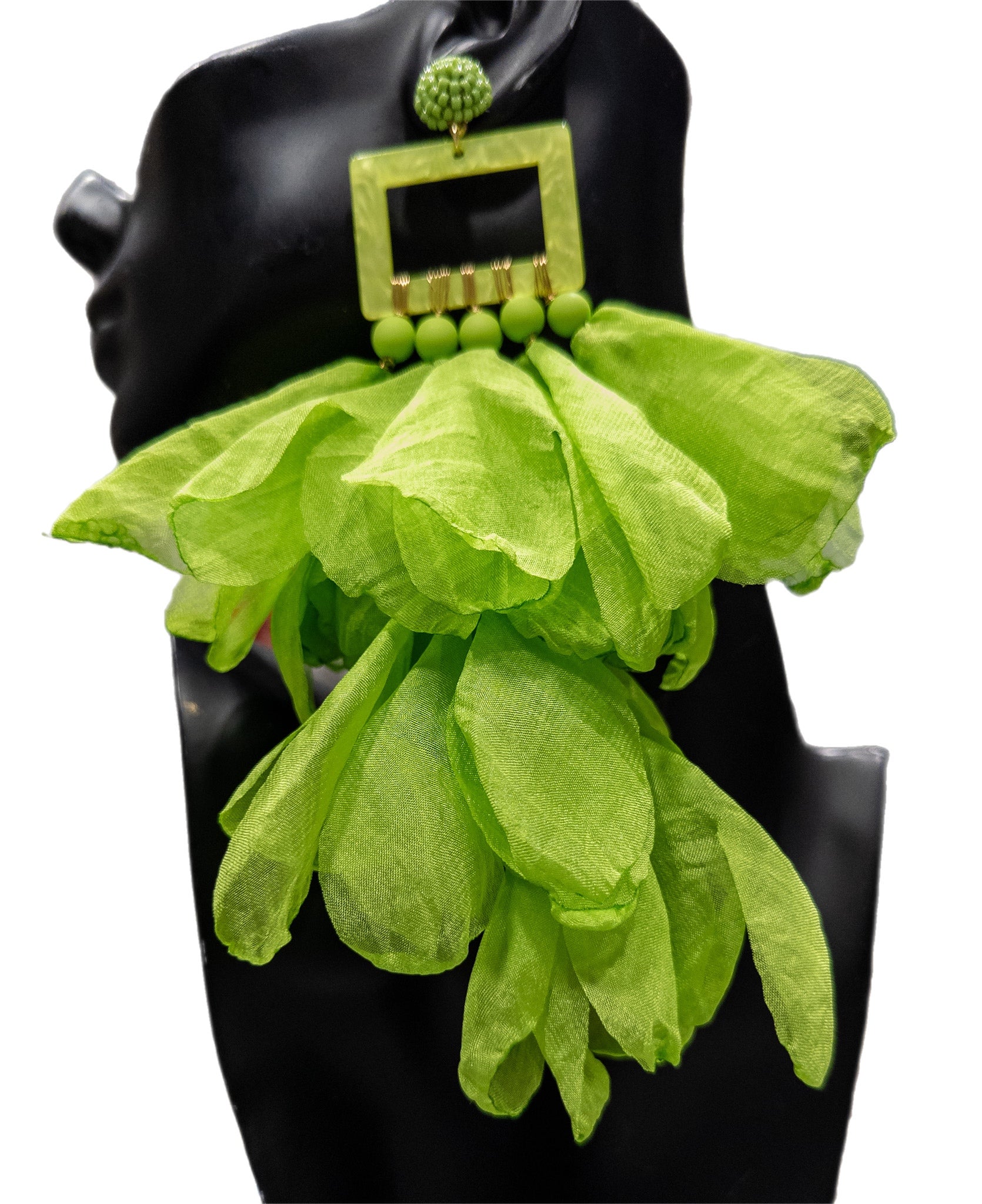 Artisan Hand crafted Nonso Square top flower petal earrings