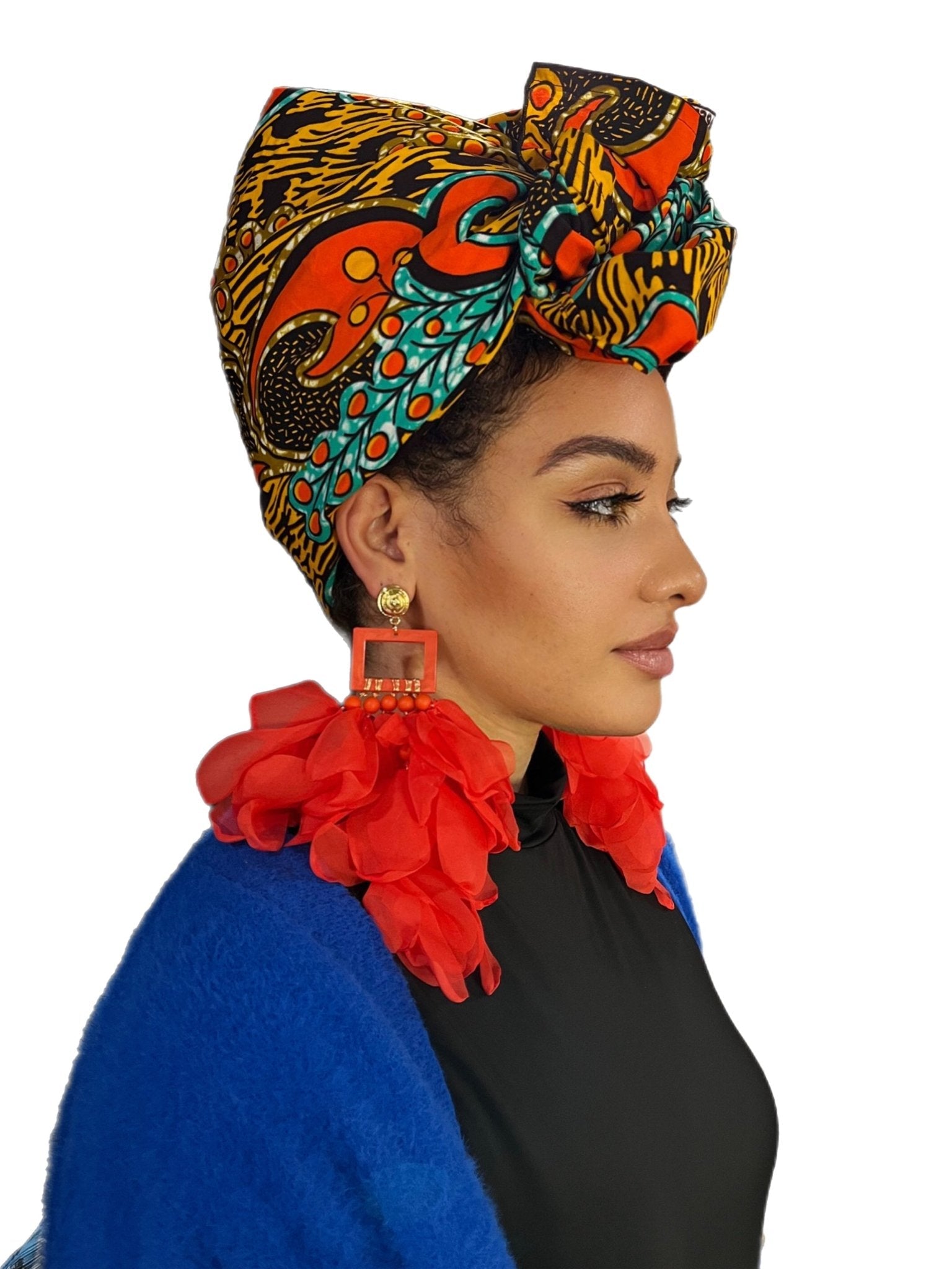 Artisan Hand crafted Nonso Square top flower petal earrings