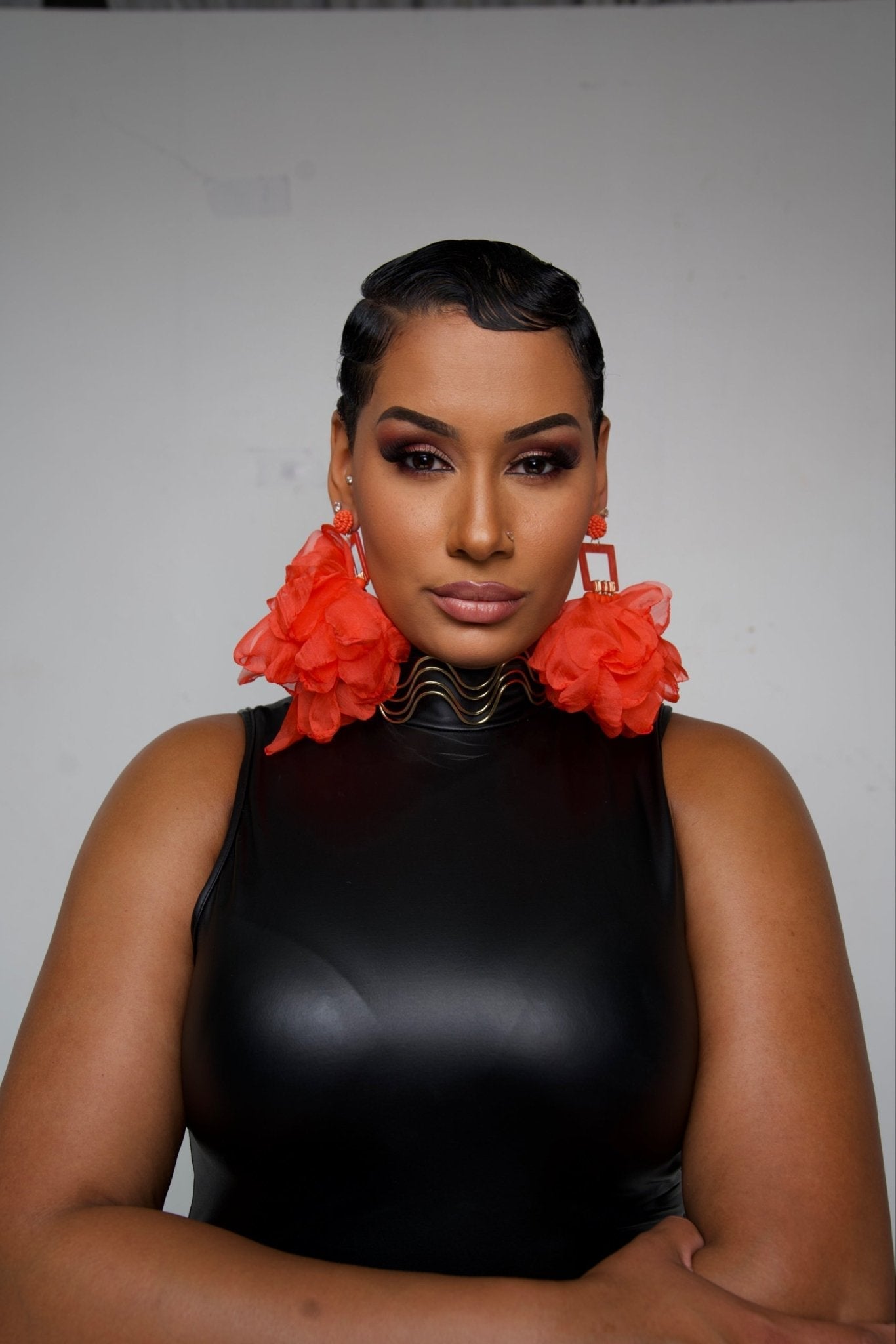 Artisan Hand crafted Nonso Square top flower petal earrings