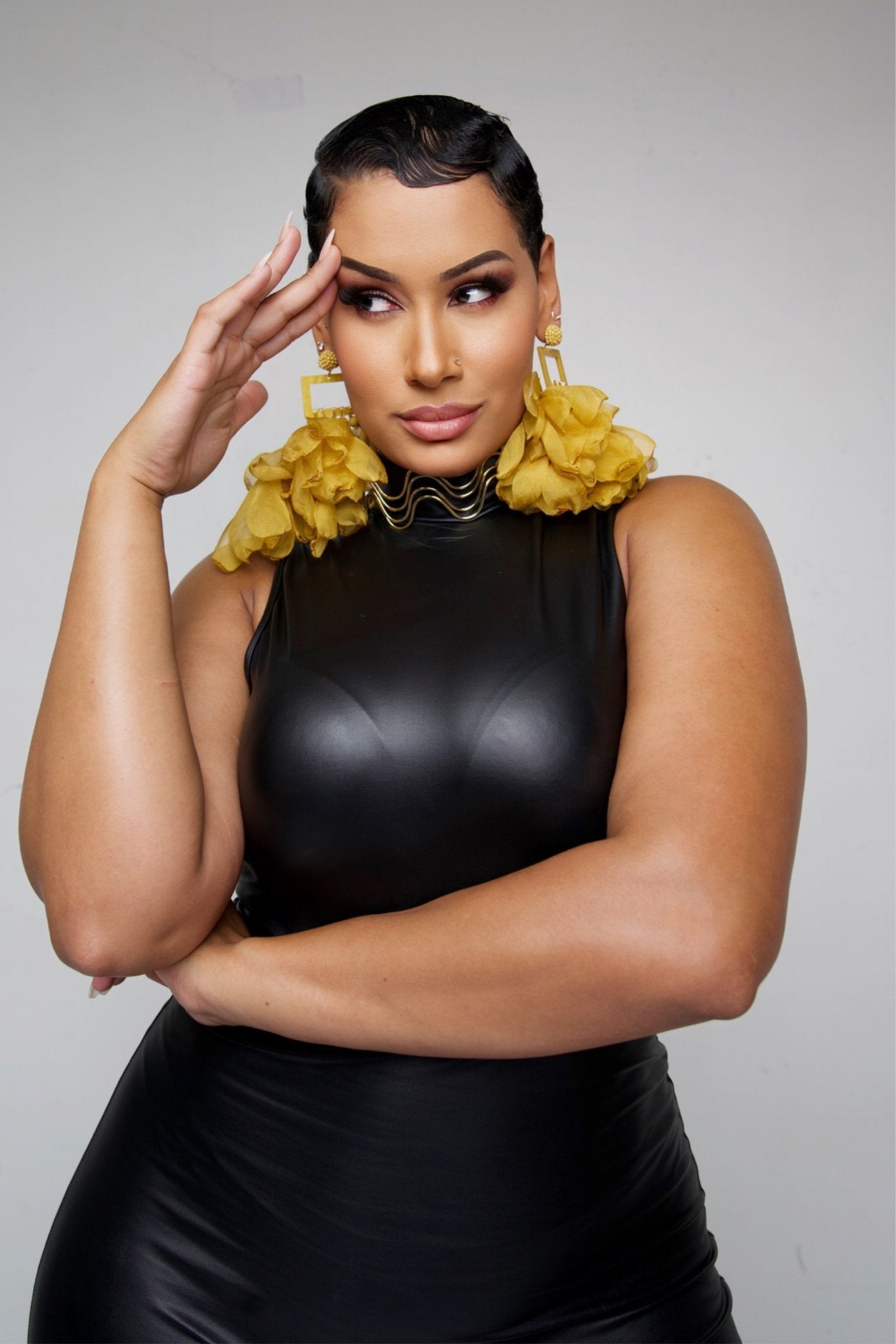 Artisan Hand crafted Nonso Square top flower petal earrings