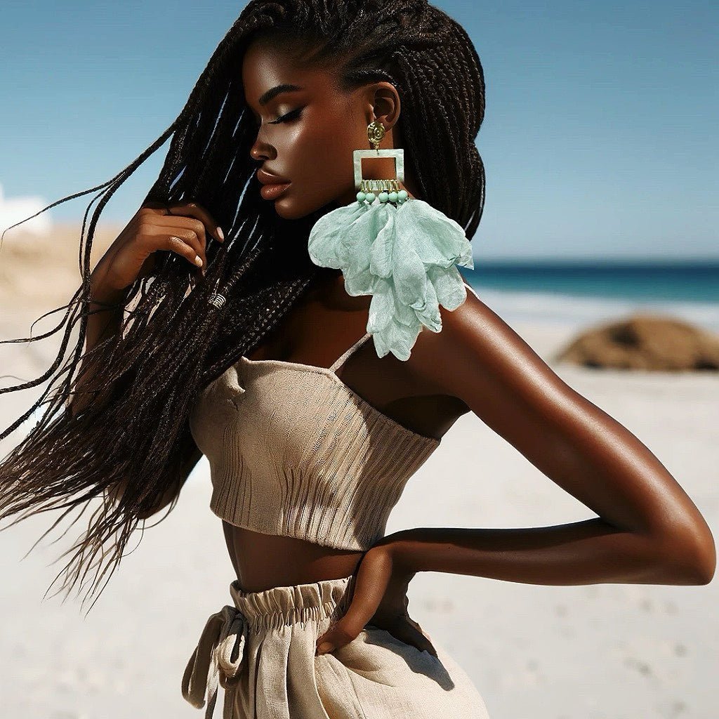 Artisan Hand crafted Nonso Square top flower petal earrings