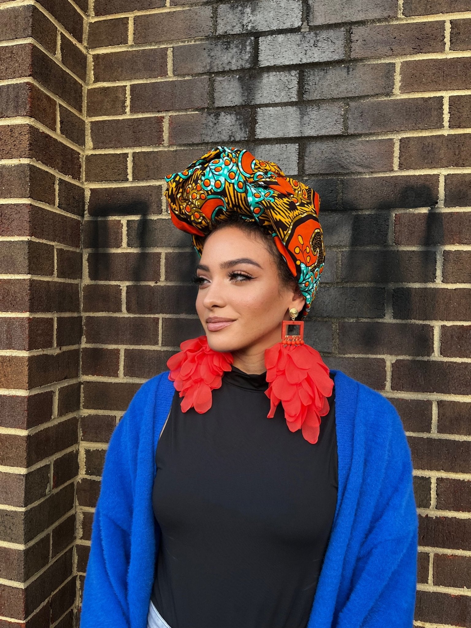 Artisan Hand crafted Nonso Square top flower petal earrings