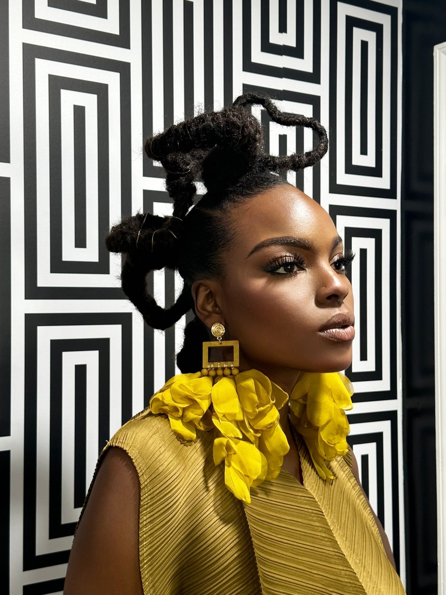 Artisan Hand crafted Nonso Square top flower petal earrings