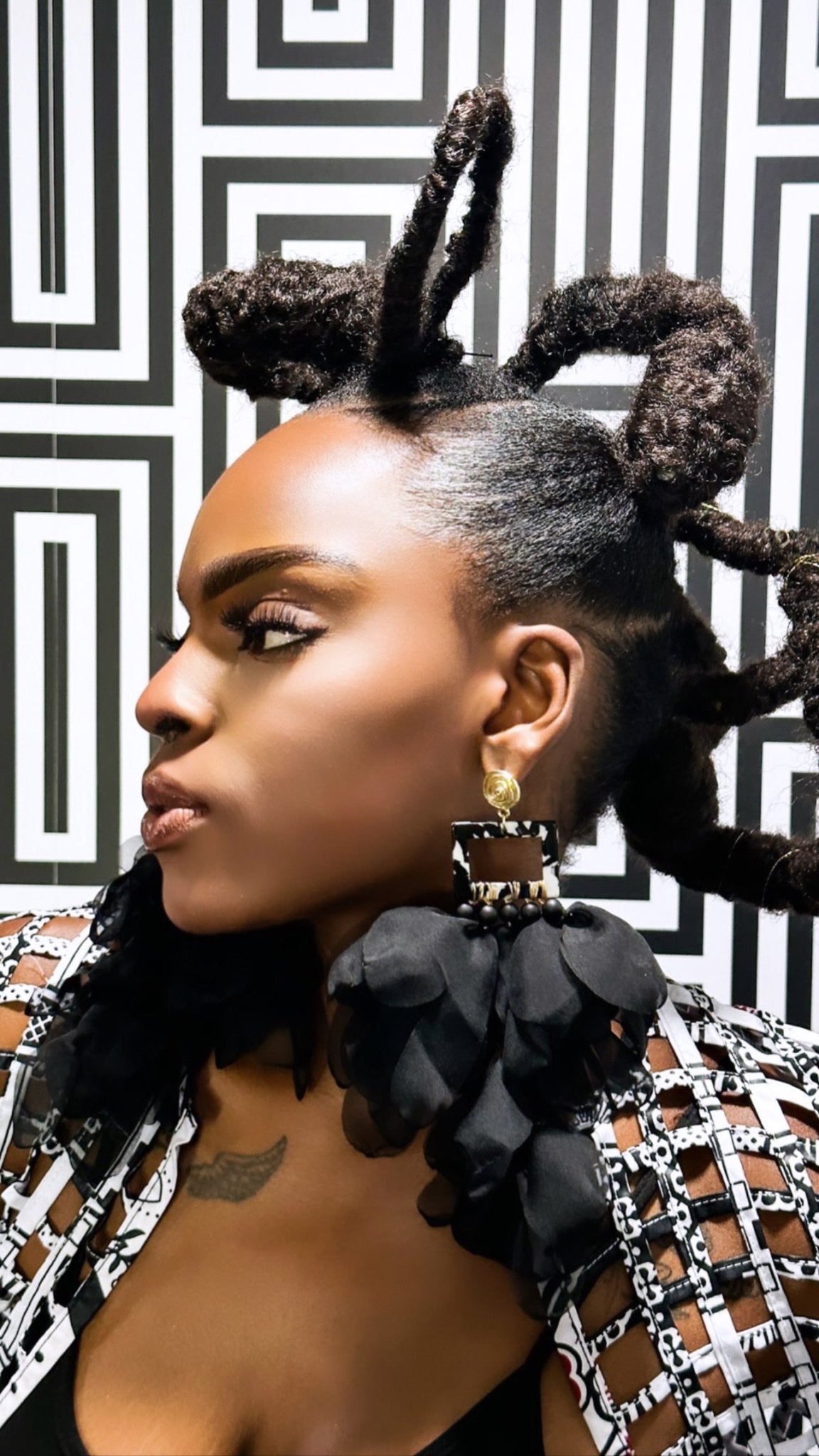 Artisan Hand crafted Nonso Square top flower petal earrings