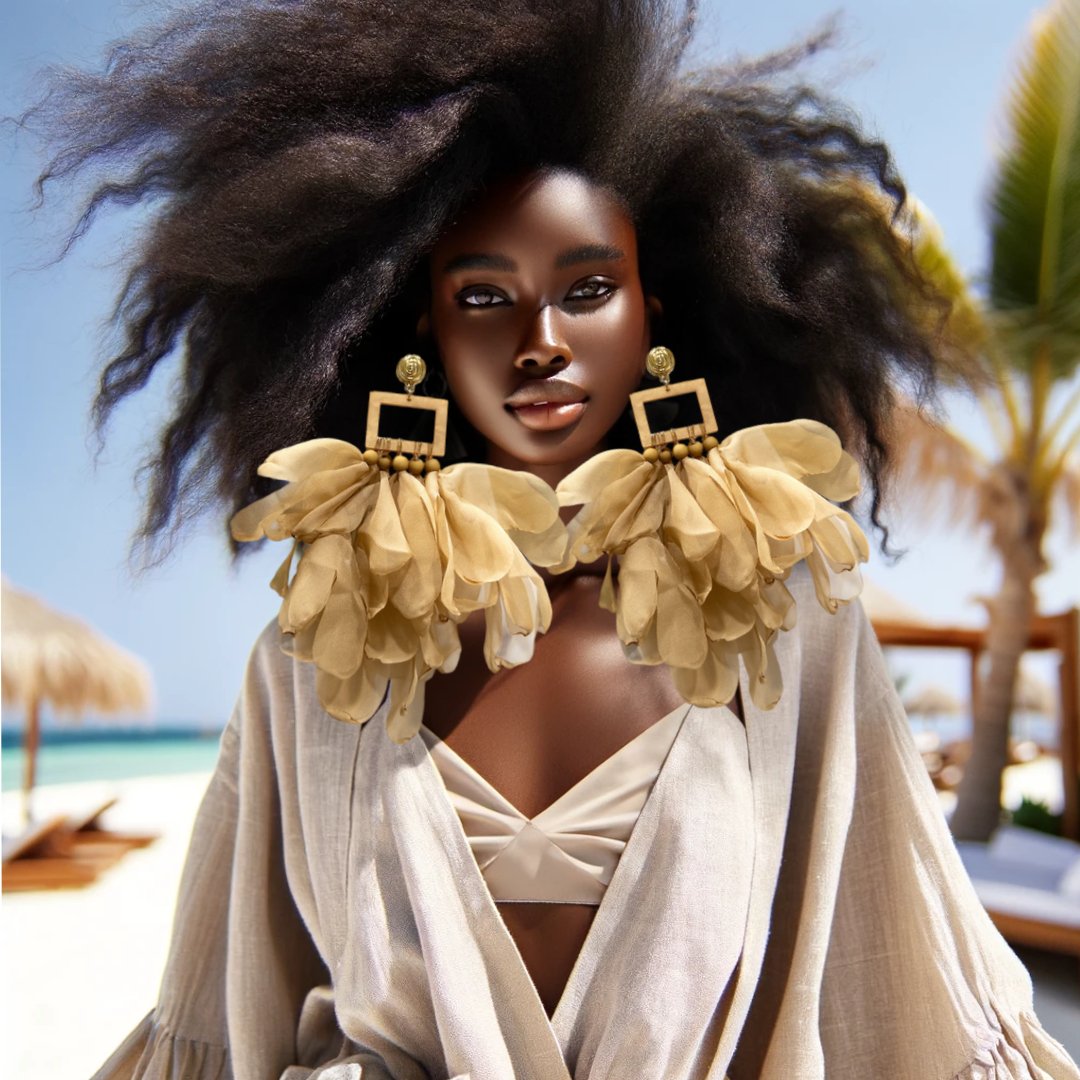 Artisan Hand crafted Nonso Square top flower petal earrings