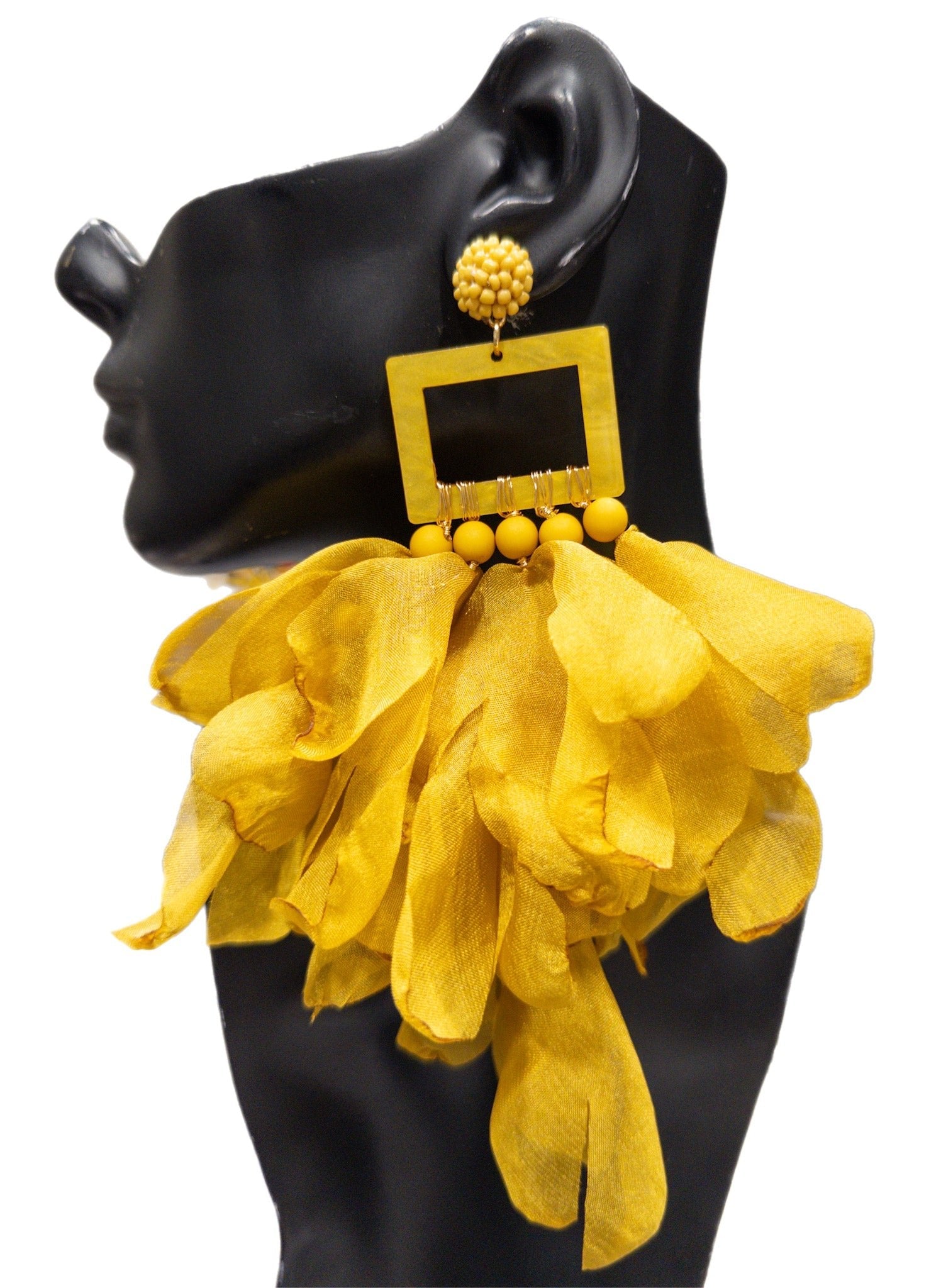 Artisan Hand crafted Nonso Square top flower petal earrings