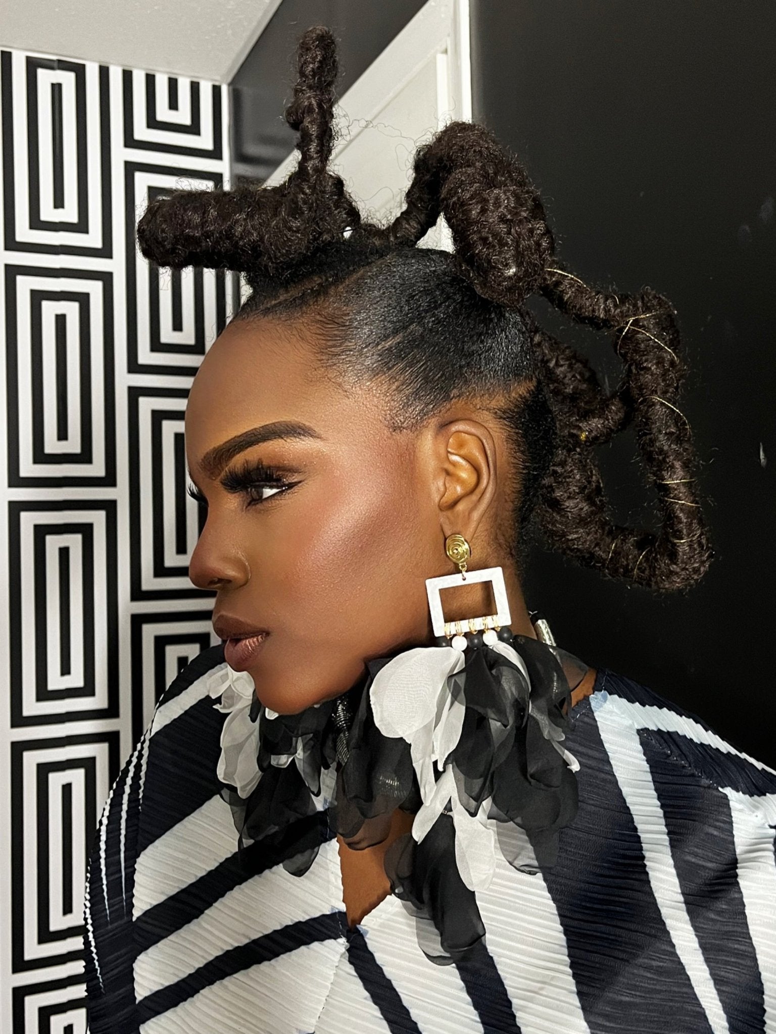 Artisan Hand crafted Nonso Square top flower petal earrings