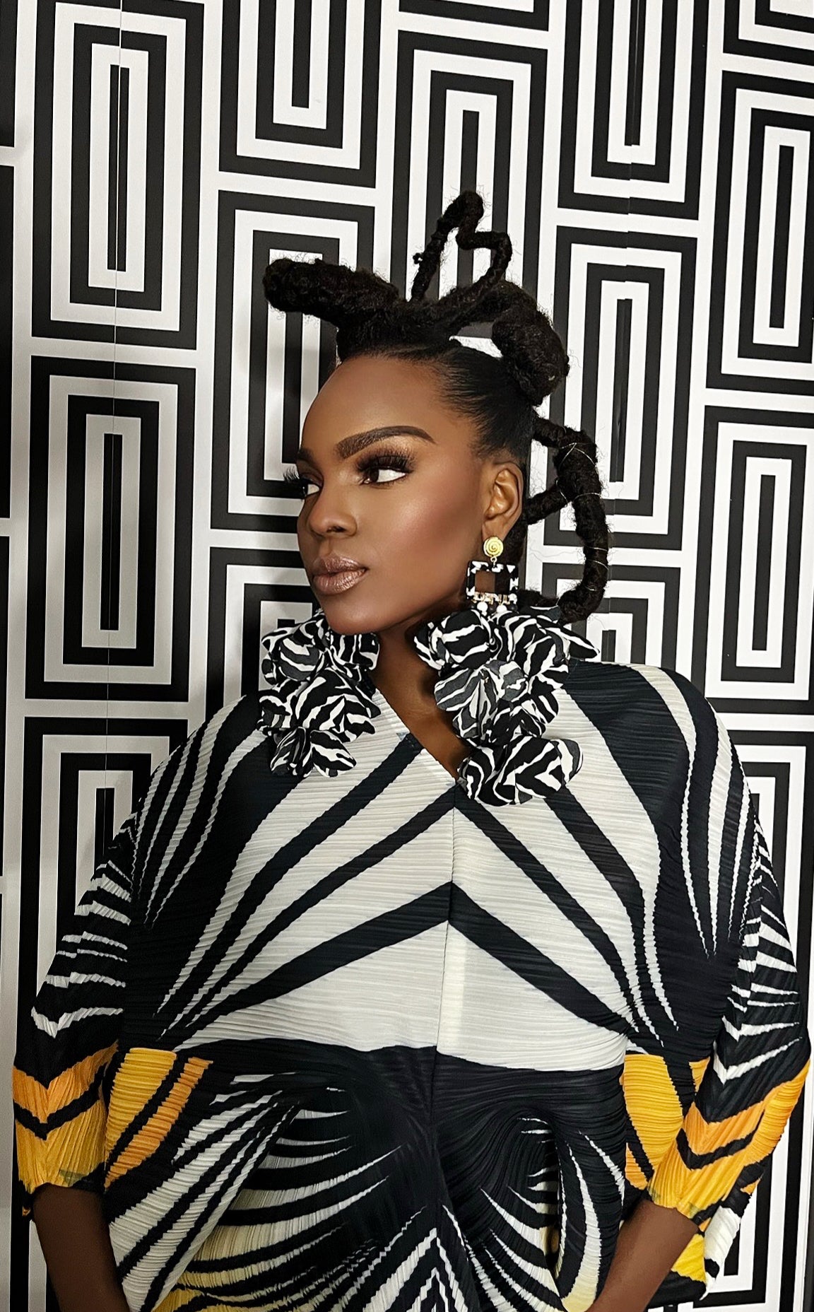 Artisan Hand crafted Nonso Square top flower petal earrings