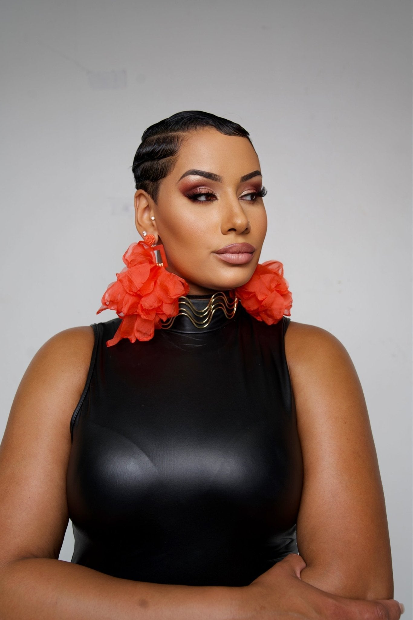 Artisan Hand crafted Nonso Square top flower petal earrings