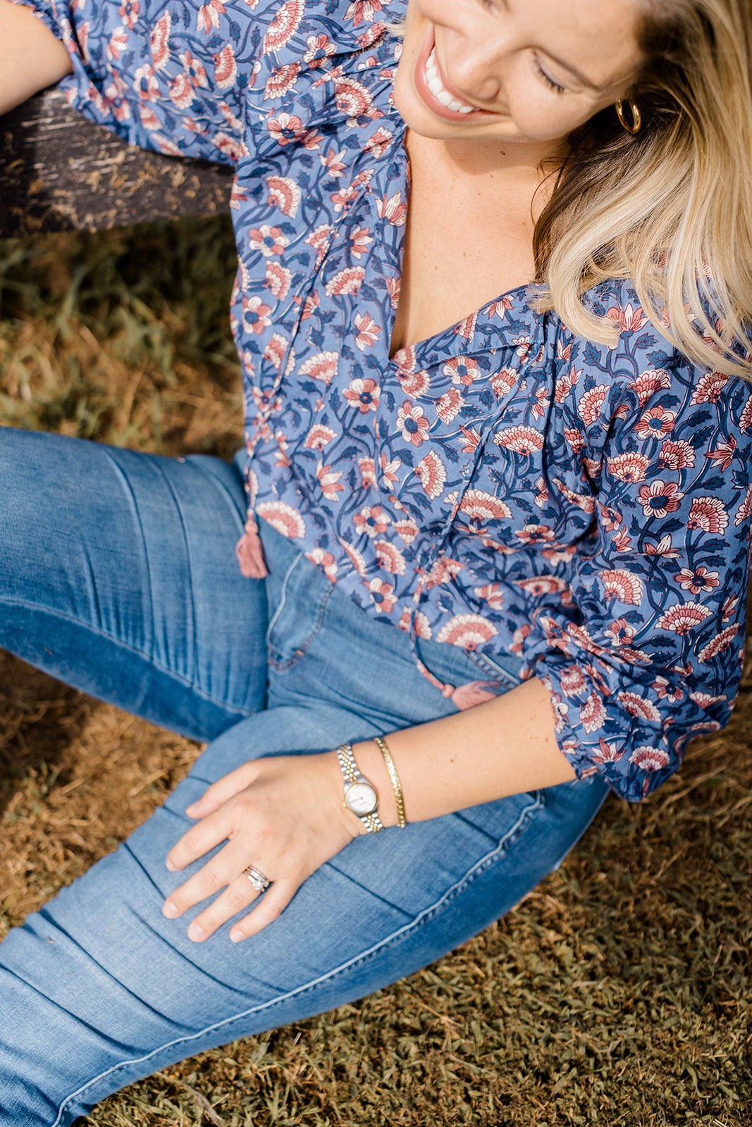 The Jess Top in Indigo Bloom Plus Size