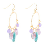 Handcrafted Purple Periwinkle Amethyst and Blue Magnesite Golden Chandelier Earrings