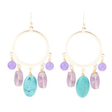 Handcrafted Purple Periwinkle Amethyst and Blue Magnesite Golden Chandelier Earrings