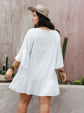 Plus Size Lace Detail Mini Beach Cover Dress