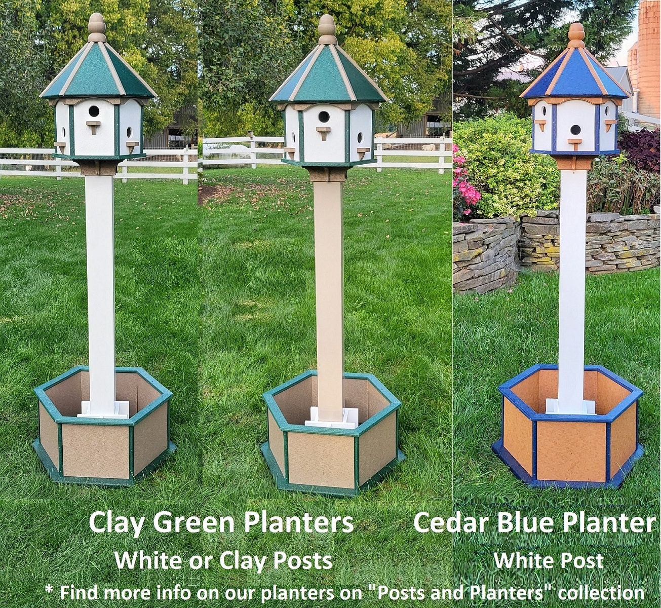 Artisan Extra Large Amish-Made Poly Birdhouse with 6 Nesting Compartments – Weatherproof Outdoor Birdhouse