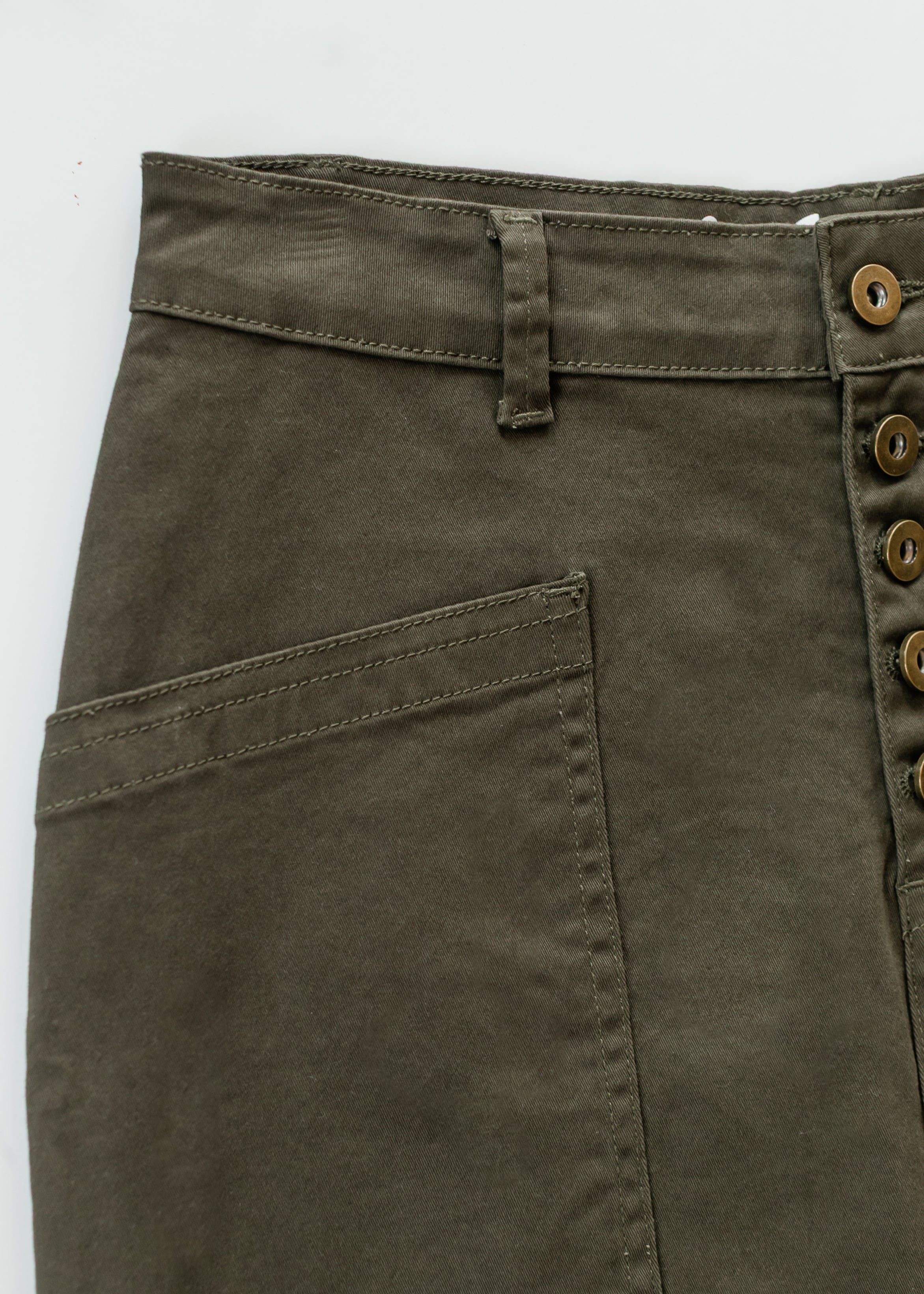 Kennedy Olive Denim Skirt