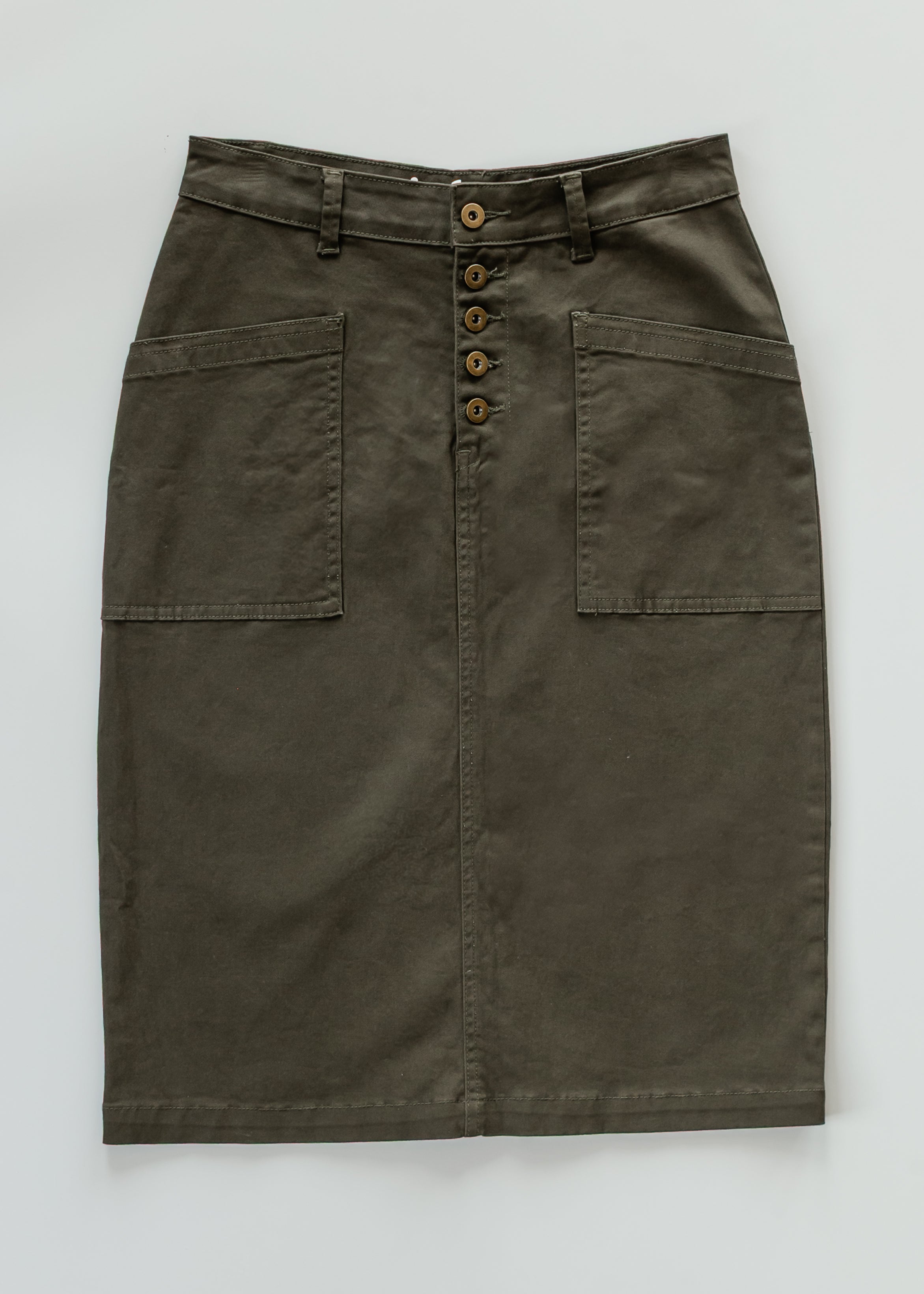 Kennedy Olive Denim Skirt
