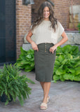 Kennedy Olive Denim Skirt