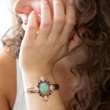 Handmade Regalia Blue Turquoise Purple and Orange Coral Golden Cuff Bracelet