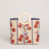 Resort Tote - Oyster Factory Floral Sprigs - Embroidery on durable Natural Jute