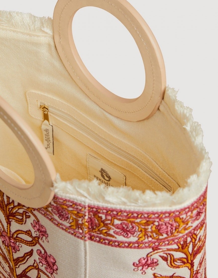 Resort Tote - Pepper Hall Woodblock Top Grain Napa Leather Accents