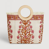 Resort Tote - Pepper Hall Woodblock Top Grain Napa Leather Accents