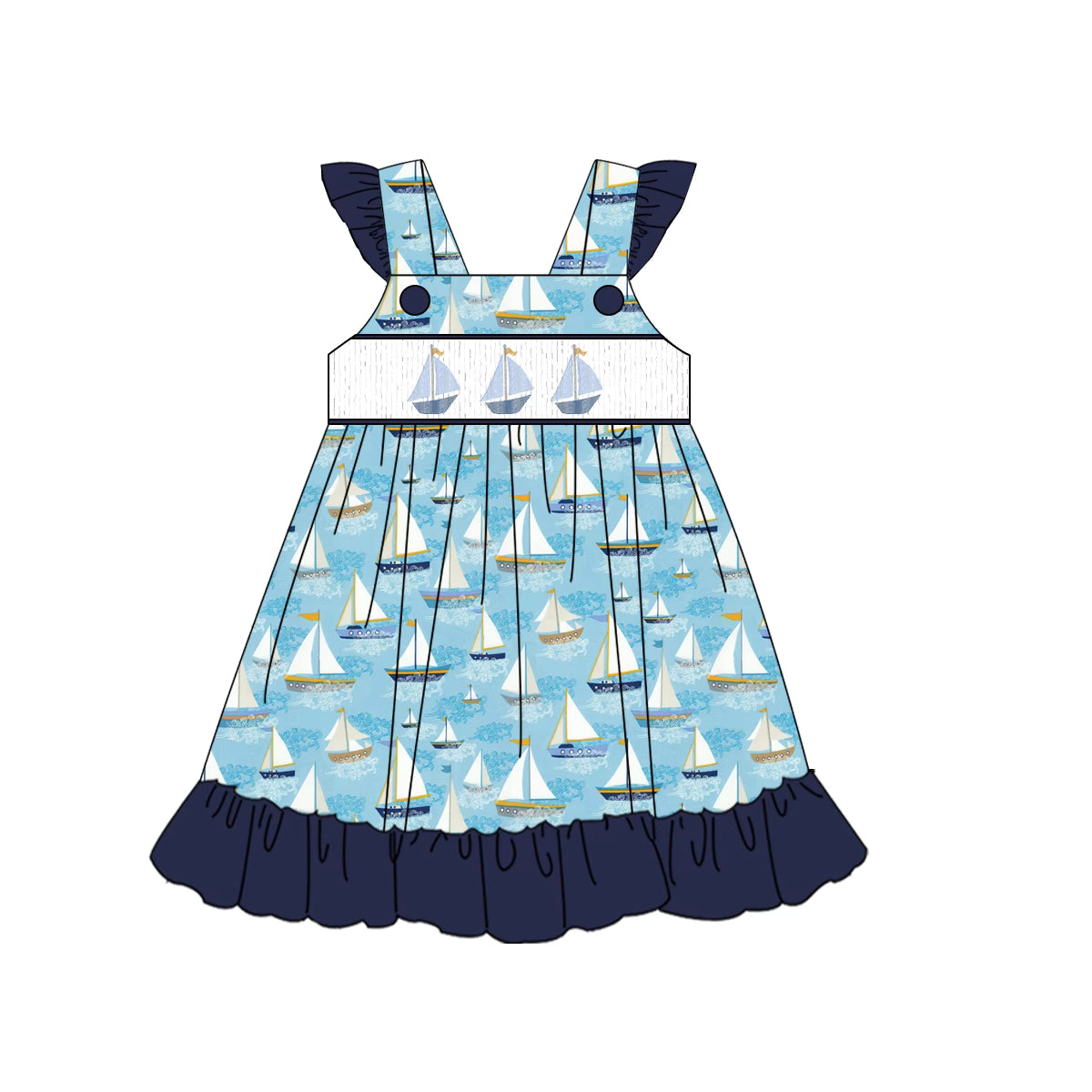 Sail away ruffle Girls Dress