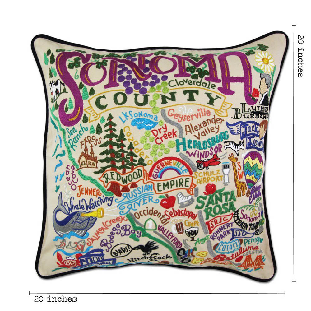 Artisan Sonoma County Hand-Embroidered Pillow by CatStudio
