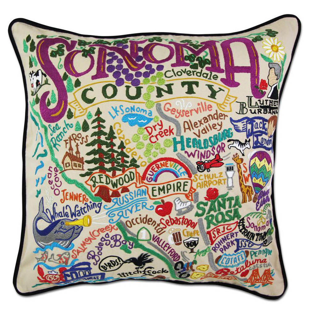 Artisan Sonoma County Hand-Embroidered Pillow by CatStudio