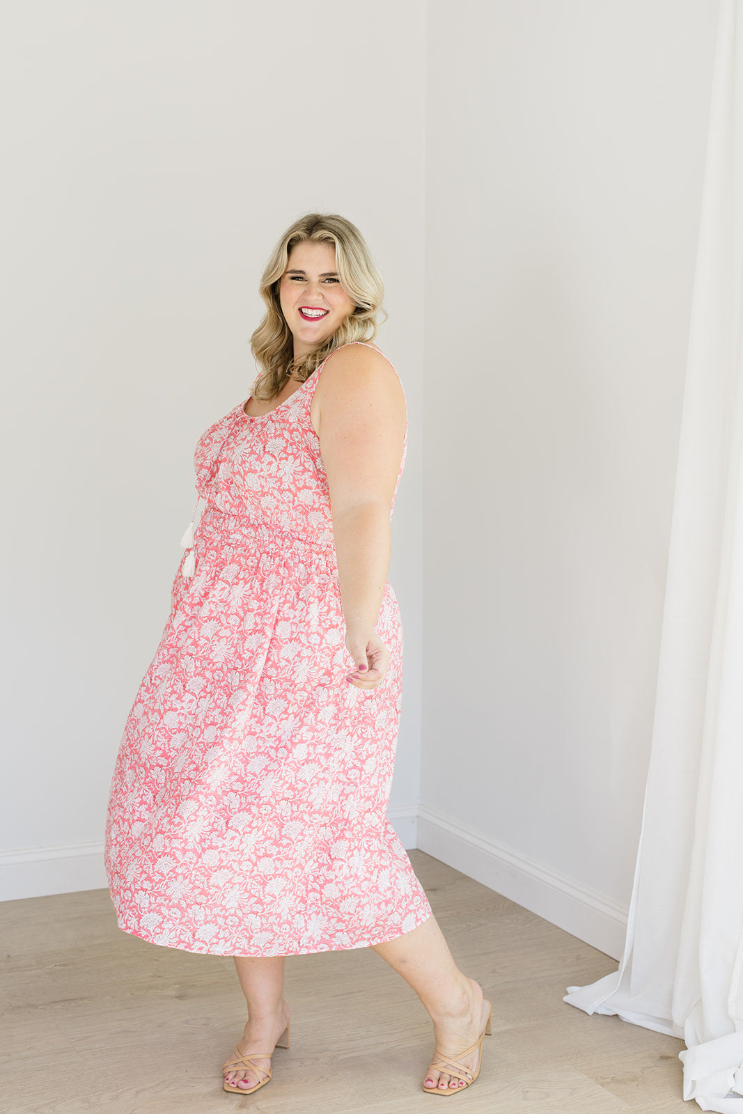 The Kiley Tank Dress in Watermelon Sorbet Plus Size
