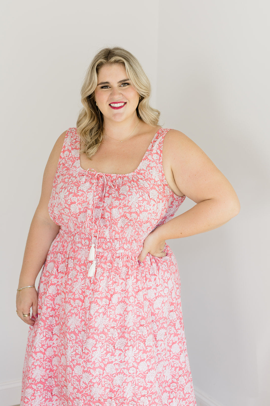 The Kiley Tank Dress in Watermelon Sorbet Plus Size