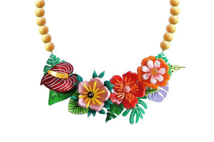 Spanish Artisan Crafted -Tropical Flowers Necklace by Laliblue